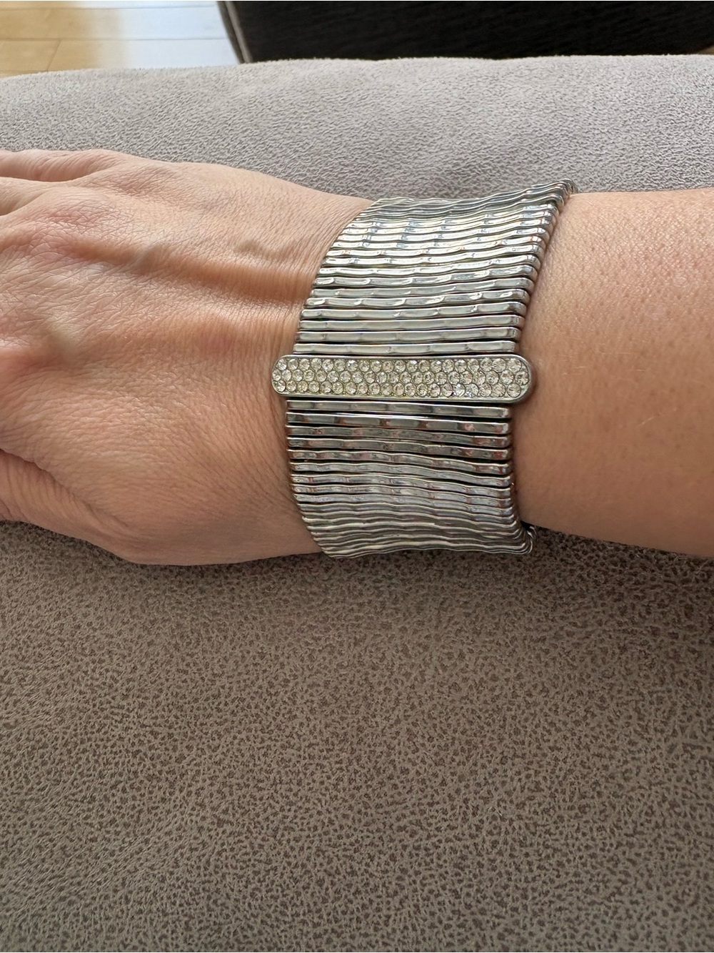 Silver Crystal Accent Stretch Smartwatch Band